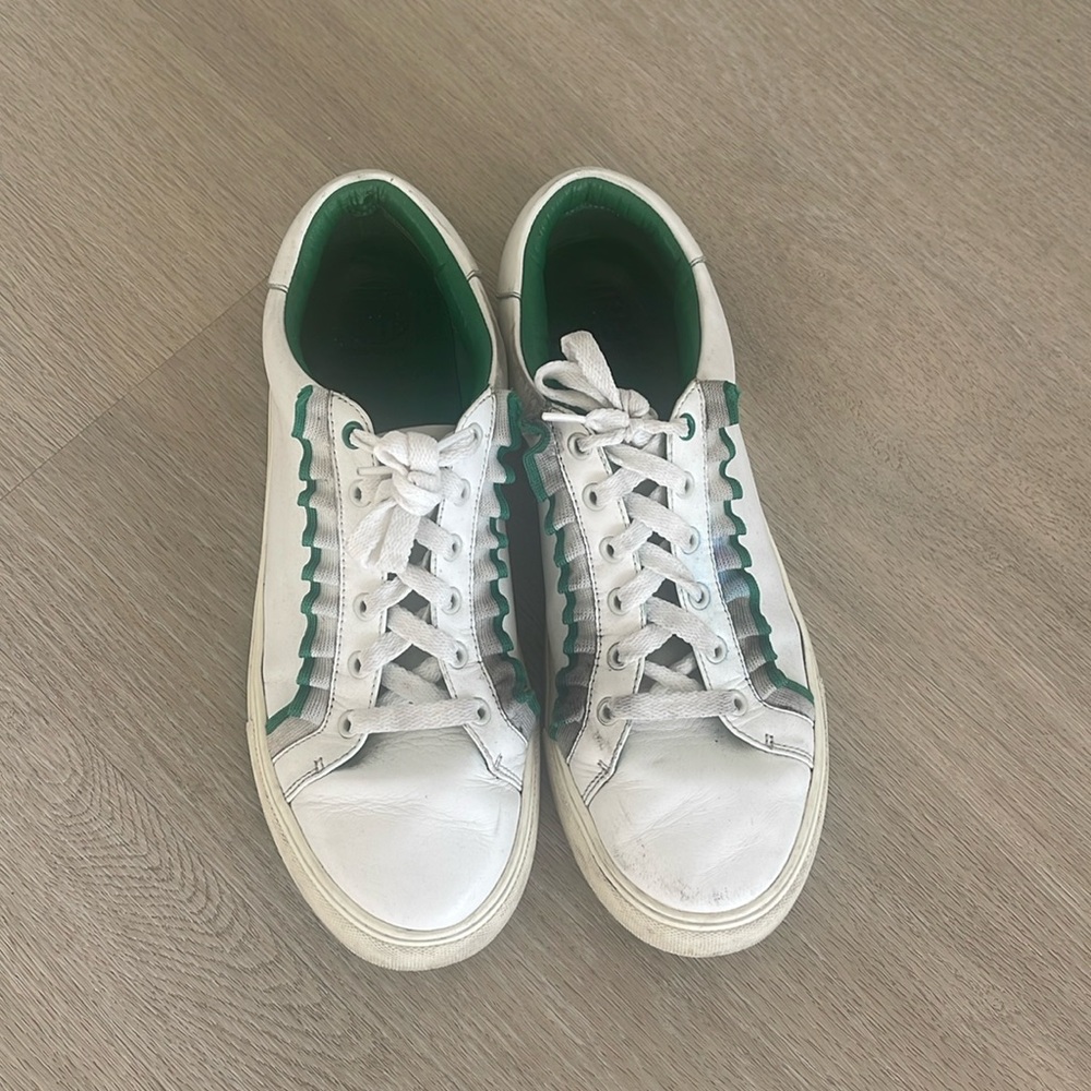Tory Burch Sport sneakers with green ruffle detail